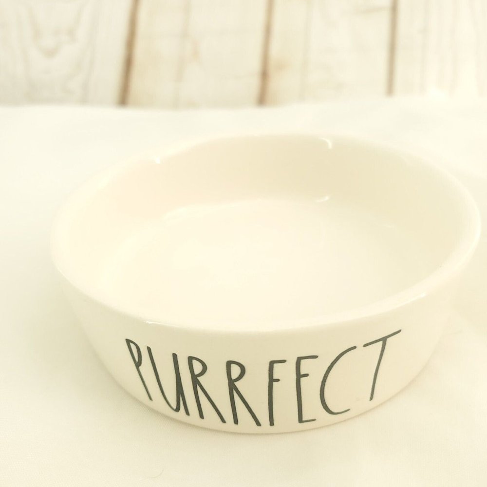 Rae Dunn Artisan Collection By Magenta White Purrfect Ceramic Cat Bowl
